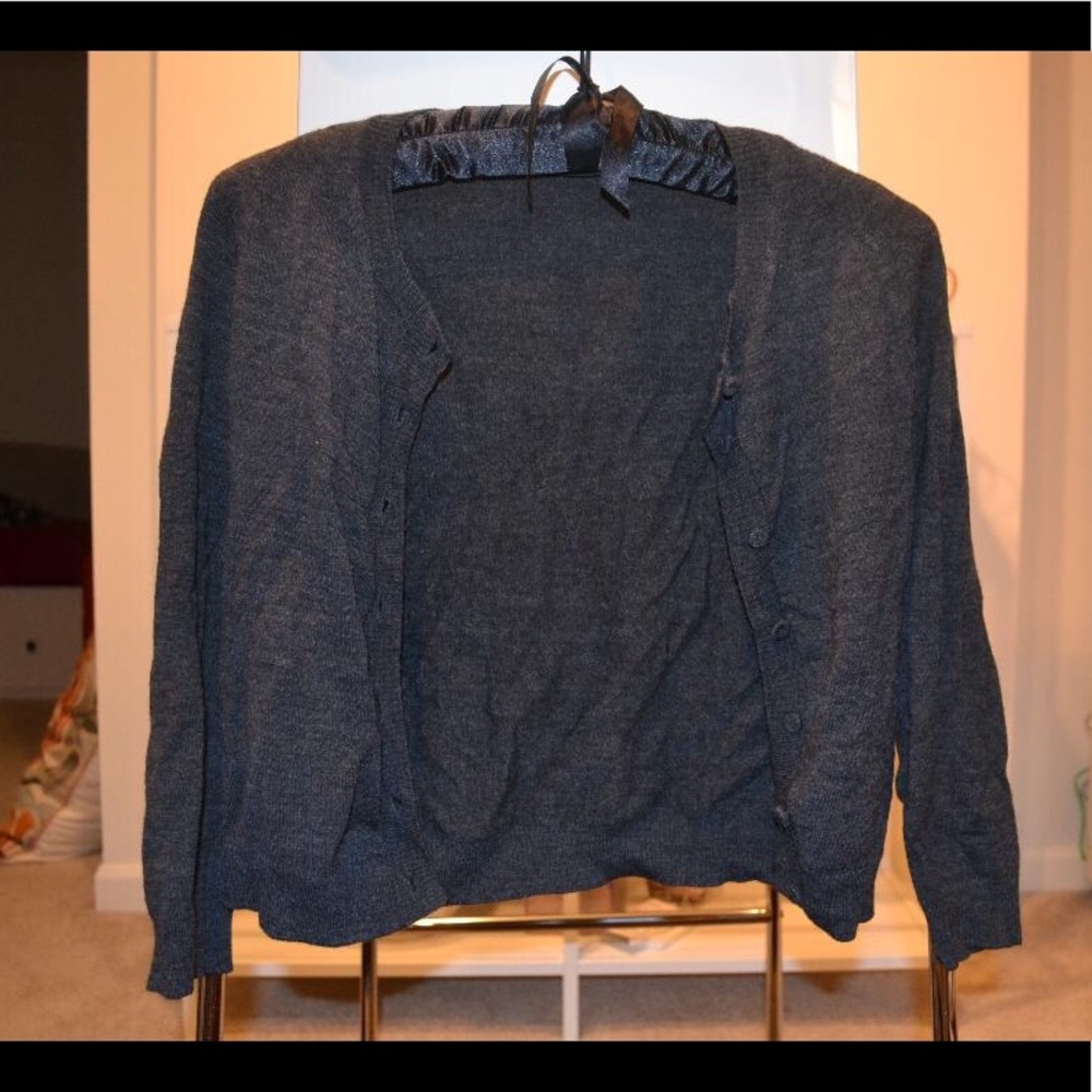 Grey theory bolero button up sweater
